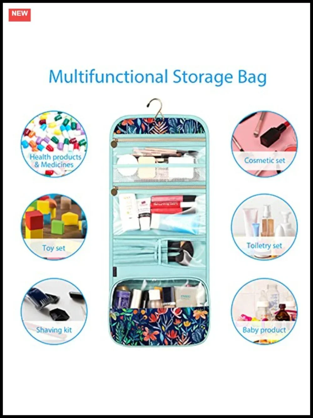 Hanging Toiletry Bag Travel Makeup Organizer Water Resistant Storage Pouch